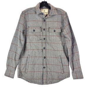 MUTUAL WEAVE Shirt Mens Small Gray Glen Check Plaid Flannel Pockets Shacket